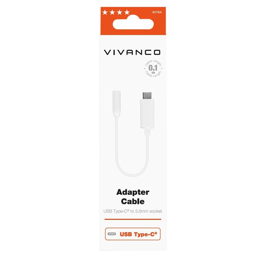 Andere Kabel - Vivanco Audioadapter USB-C to 3.5mm female 10cm White - 4008928617641
