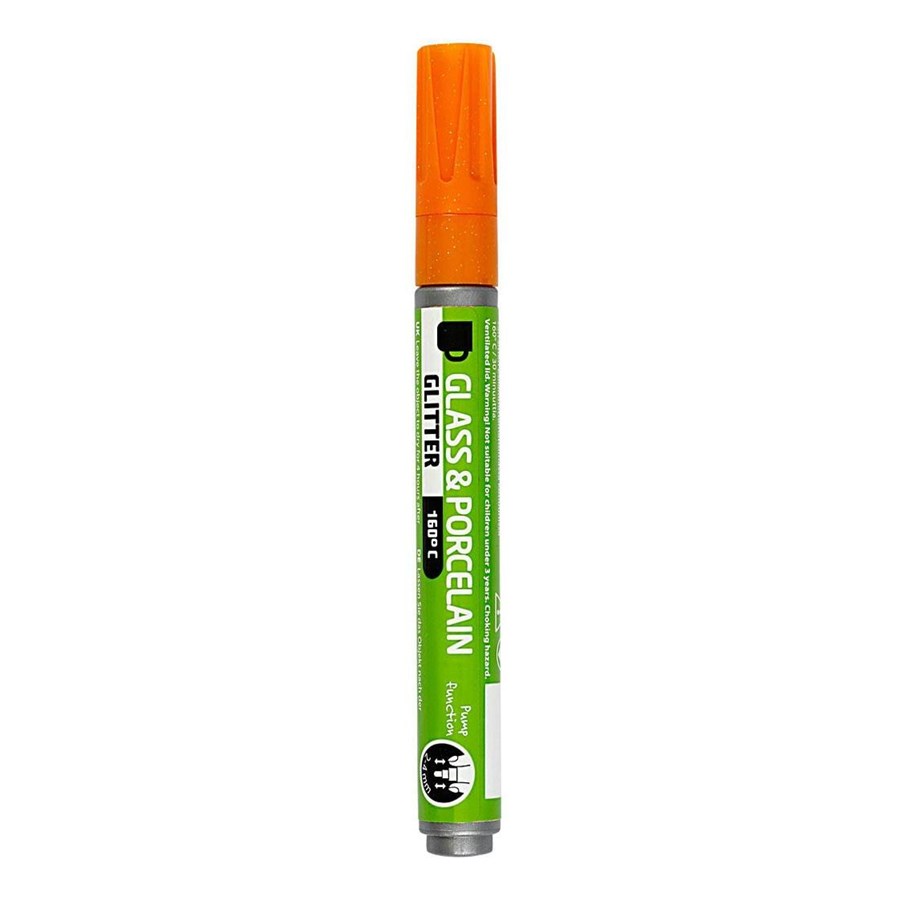 Kreativ-Spiele - Creativ Company Glass and Porcelain Pen Glitter Semi-Opaque - Orange - 31301