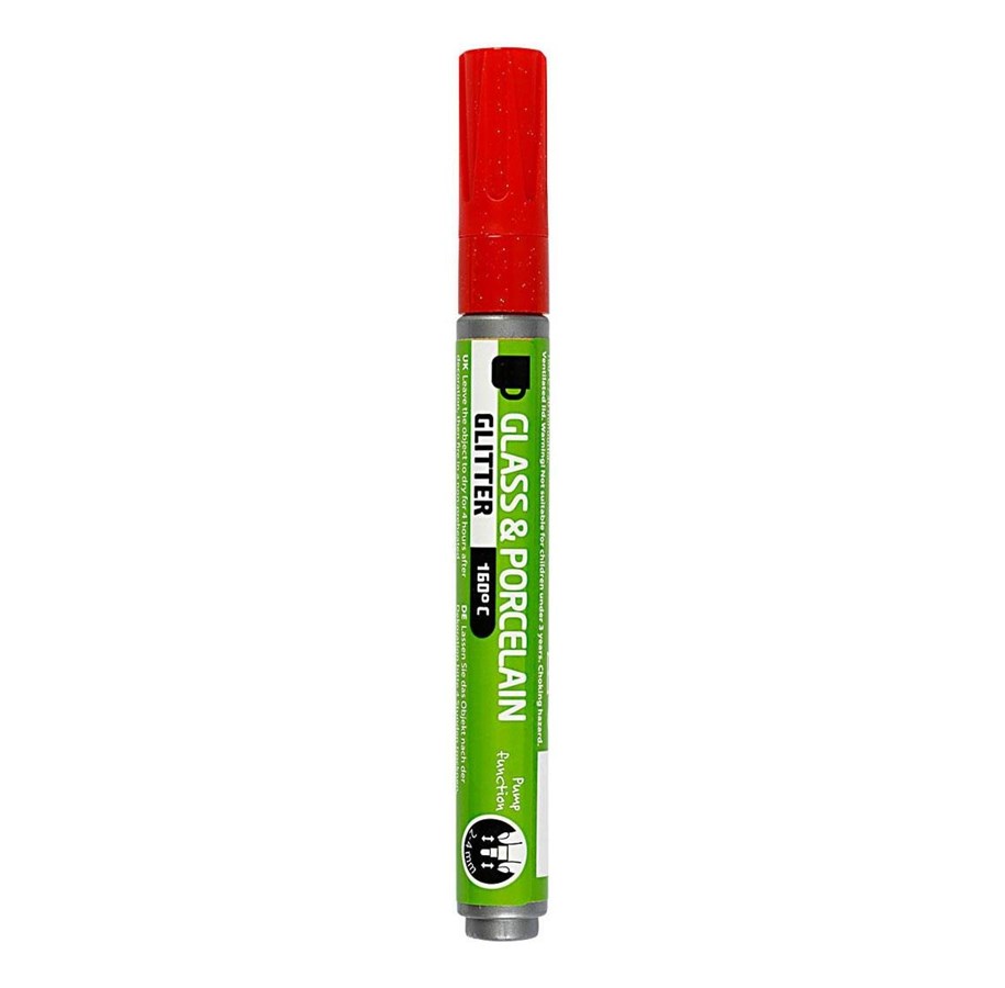 Kreativ-Spiele - Creativ Company Glass and Porcelain Pen Glitter Semi-Opaque - Red - 31303