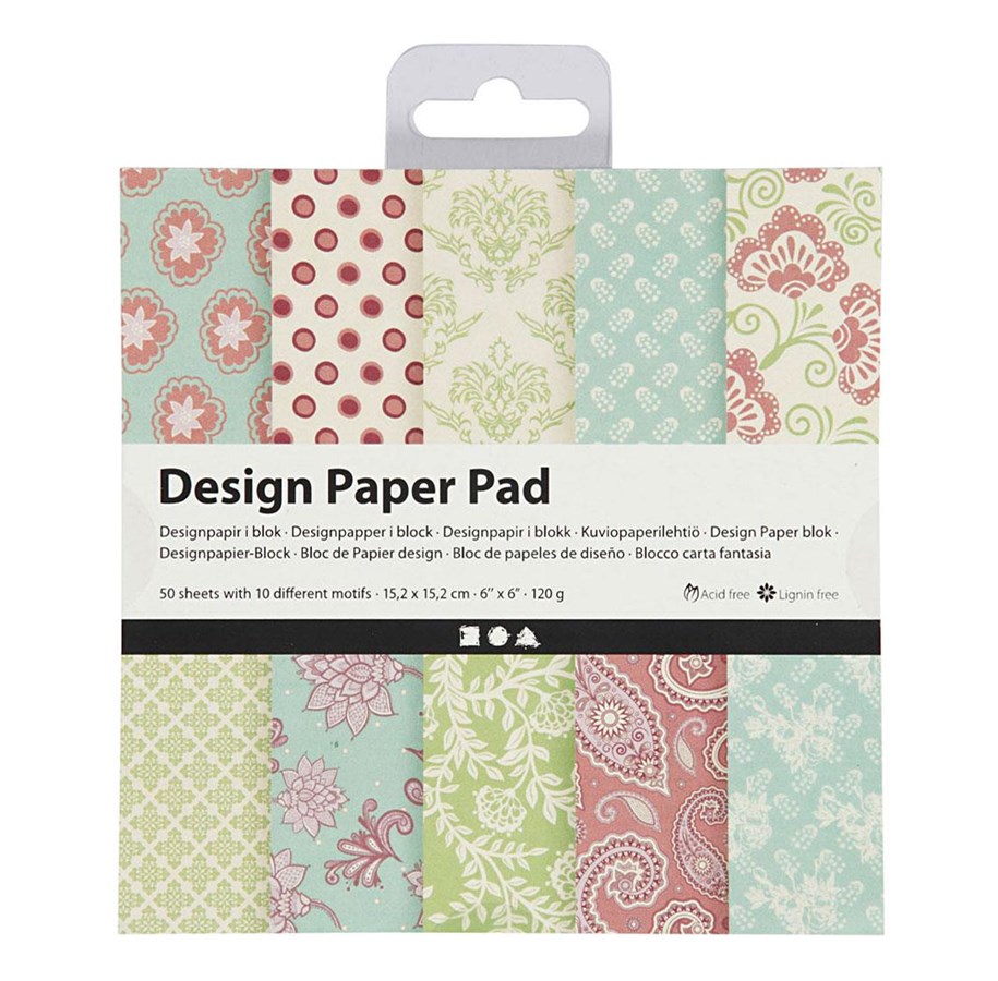 Kreativ-Spiele - Creativ Company Design Paper Block Mint Green/Purple 50 Sheets - 225912