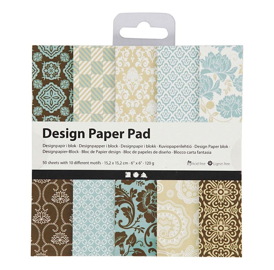 Kreativ-Spiele - Creativ Company Design Paper Block Light Blue/Brown 50 Sheets - 225914
