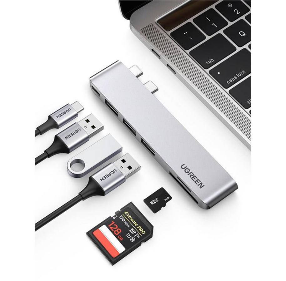 Dockingstationen - UGREEN Macbook Pro Adapter 6 IN 2 Hub Adapter - 60560