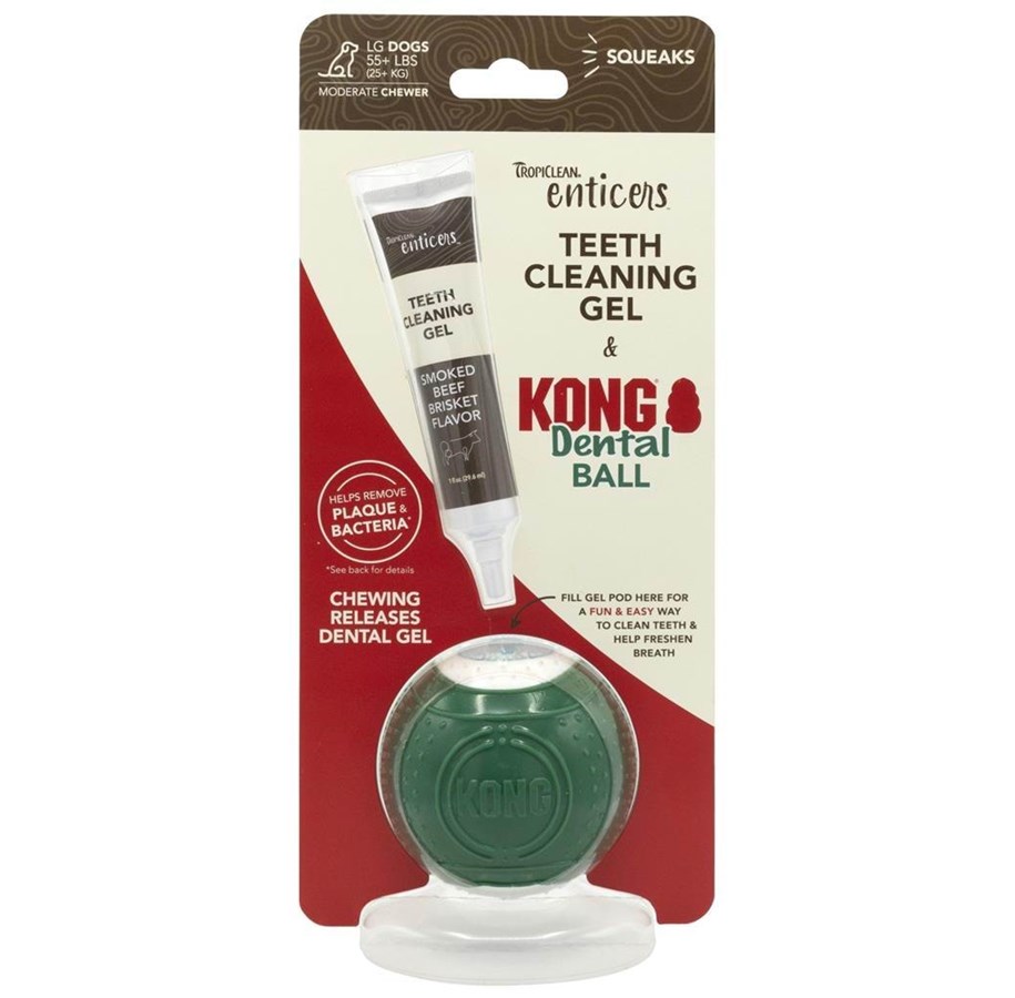 Hunde - Tropiclean Kong Dental Ball Groß mit Zahnreinigungsgel 35ml - 61896