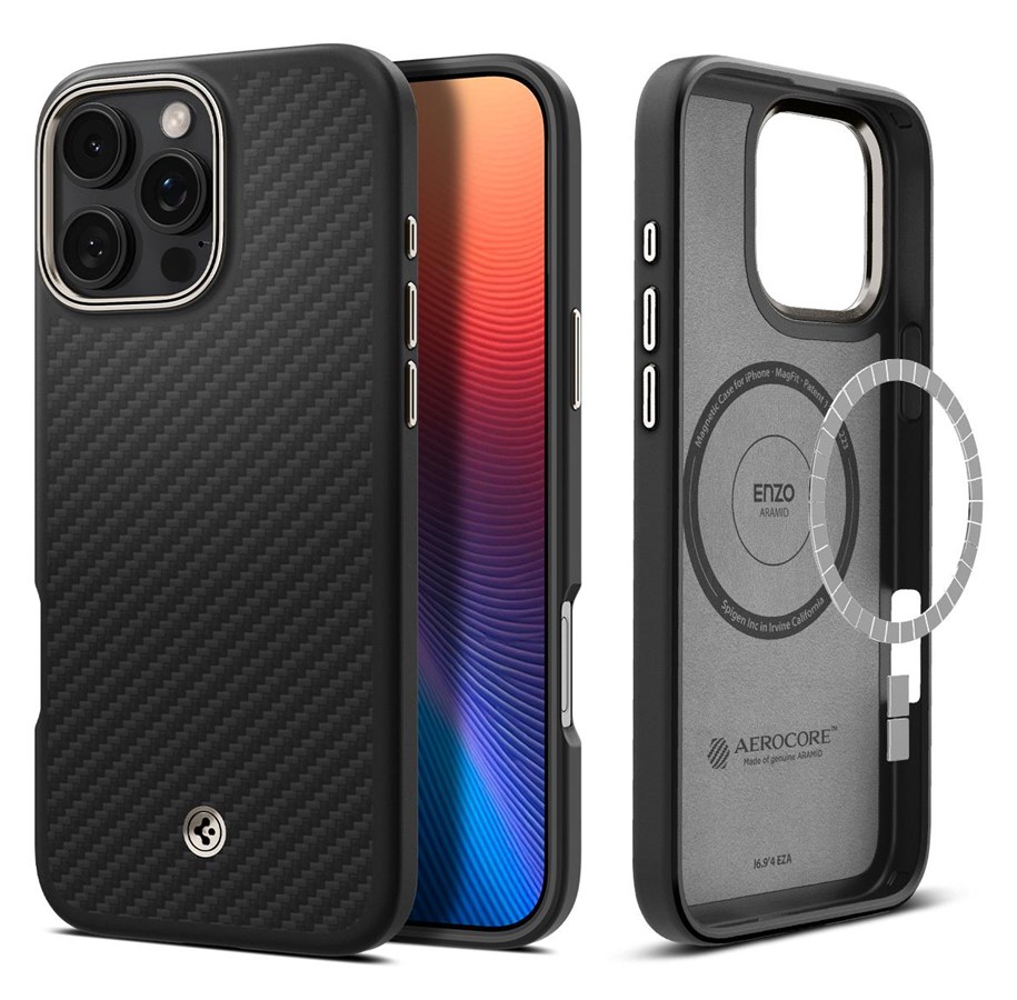 Handys - Cover & Cases - Spigen Enzo Aramid - Black - iPhone 16 Pro Max - ACS08501