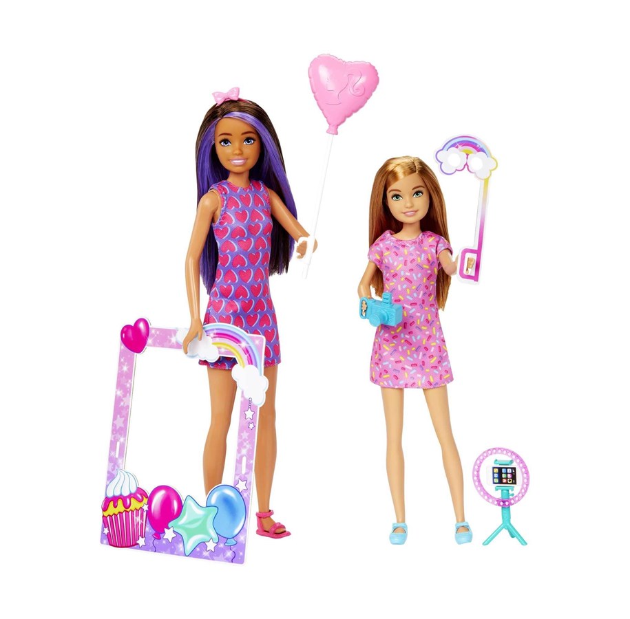 Dolls & Accessories - Barbie Celebration Fun Photobooth Playset With Skipper & Stacie Dolls & Accessories - HKB12