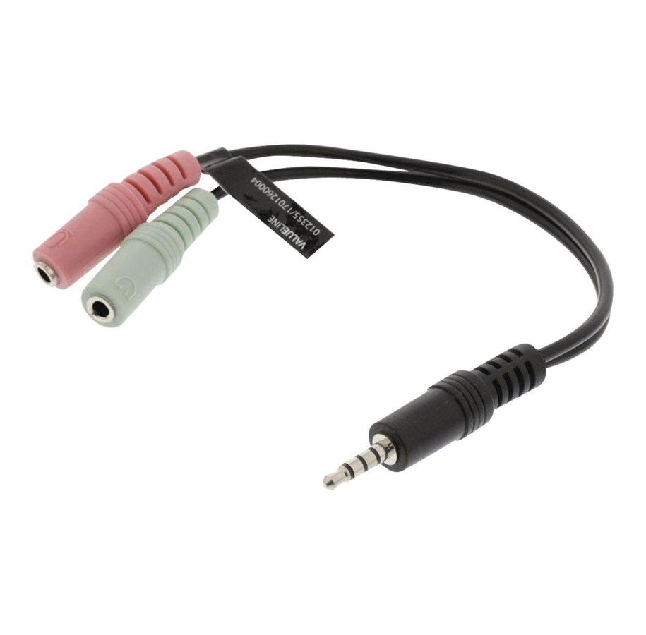 Audio Kabel - Nedis Valueline Polybag headset adapter - 20 cm - CAGP22150BK02