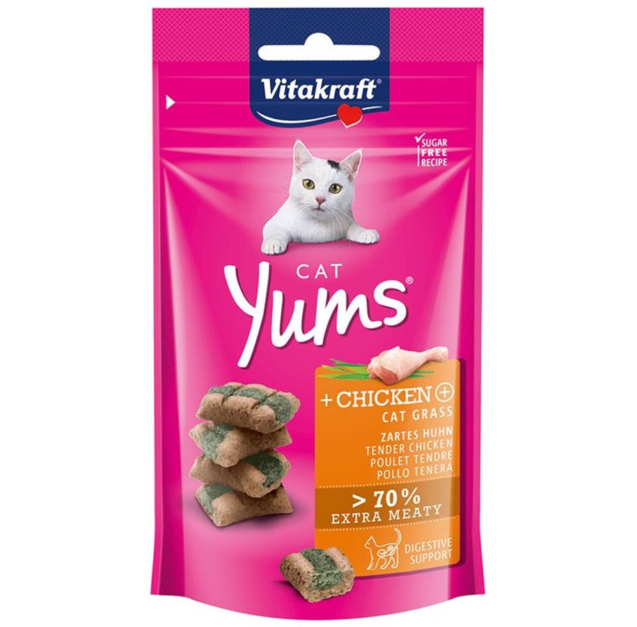 Katzen - Vitakraft Cat Yums + Chicken and Cat Grass 40g - 31531