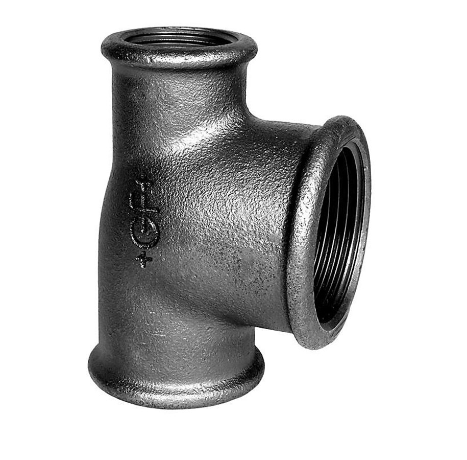 Gewindestücke - +GF+ tee 90° black reduced 3/4-3/8-1/2'' - 770130123