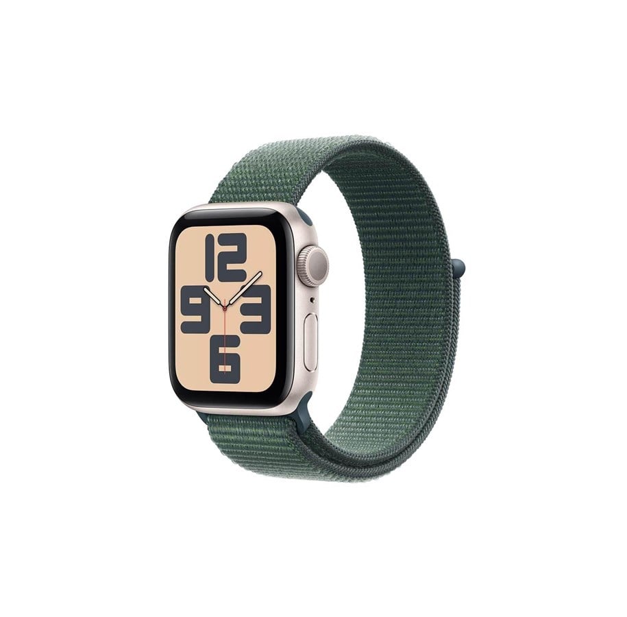Smartwatches, Pulsuhren, Sportuhren & Schrittzähler - Apple Watch SE GPS 44mm - Starlight Aluminium Case with Lake Green Sport Loop - MXEW3QN/A