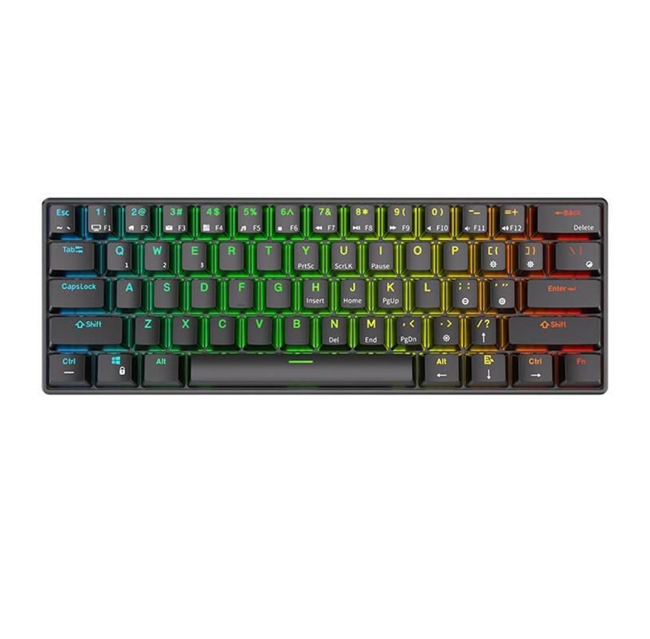 Tastaturen - Royal Kludge Mechanical keyboard RK61 RGB brown switch (black) - Gaming Tastatur - 60% - Englisch (US) - Schwarz - RK61-1