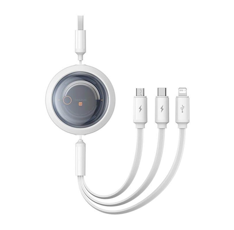 USB Kabel - Baseus Free2Draw 3-in-1 USB to micro USB+Lightning+USB-C cable 3.5A 1.1m (white) - P10368700211-01