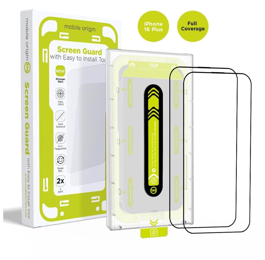 Handys - Schutzfolie - Mobile Origin Screen Guard with easy applicator - 2 pack - iPhone 16 Plus - SGA-F-i16Plus-2pk