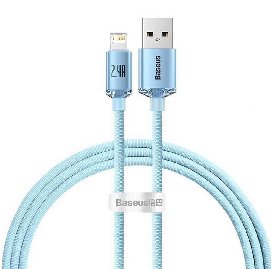 USB Kabel - Baseus USB cable for iP  Crystal Shine 2.4A 1.2m (blue) - CAJY001103