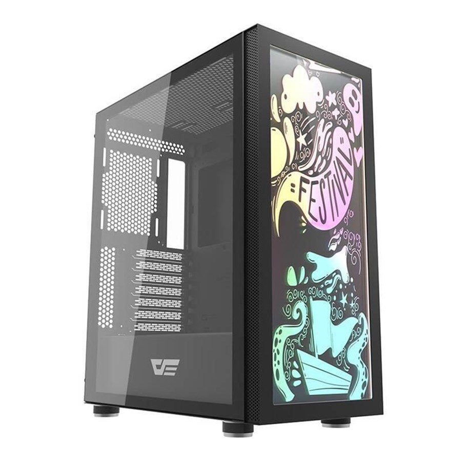 Gehäuse - Darkflash Computer Case DK210 Graffiti (black) - Gehäuse - Miditower - Schwarz - DK210 (graffiti)