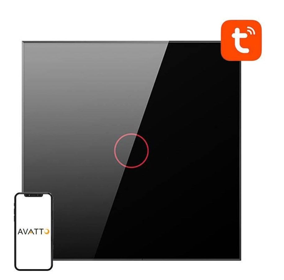 Smart-Home - Avatto Smart Light Switch ZigBee LZTS02-EU-B1 1 Way No Neutral TUYA (black) - LZTS02-EU-B1