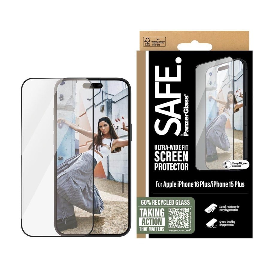 Handys - Schutzfolie - SAFE by PanzerGlass Screen Protection w. Black Frame iPhone 16 Plus | 15 Plus | Ultra-Wide Fit - SAFE95963