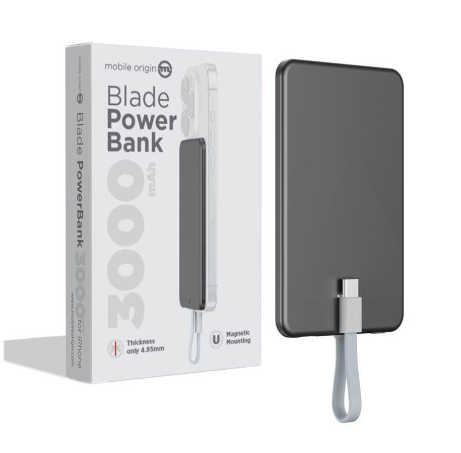 Powerbank (Akku) - Mobile Origin Blade PowerBank 3000mAh grey - 3000 mAh - PBB-3KC-GRY