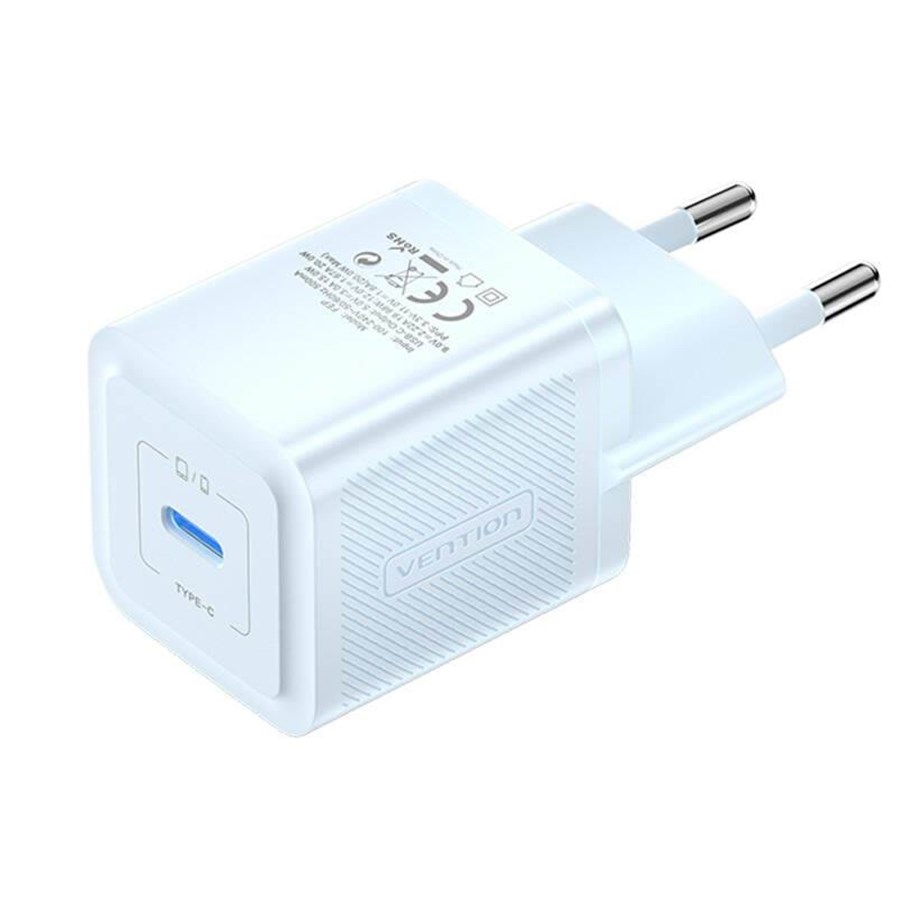 Handys - Adapter und Ladegeräte - Vention Wall charger FEPL0-EU USB-C 20W GaN (blue) - FEPL0-EU