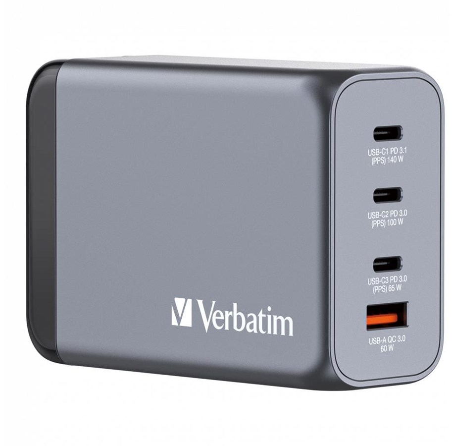 Handys - Adapter und Ladegeräte - Verbatim 240W 4-Port GaN Wall Charger - 32205