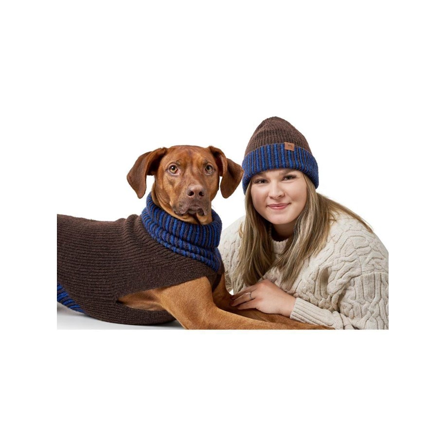 Hunde - Hunter - Dogcoat Odense 25 + hat beige/blue - 203540