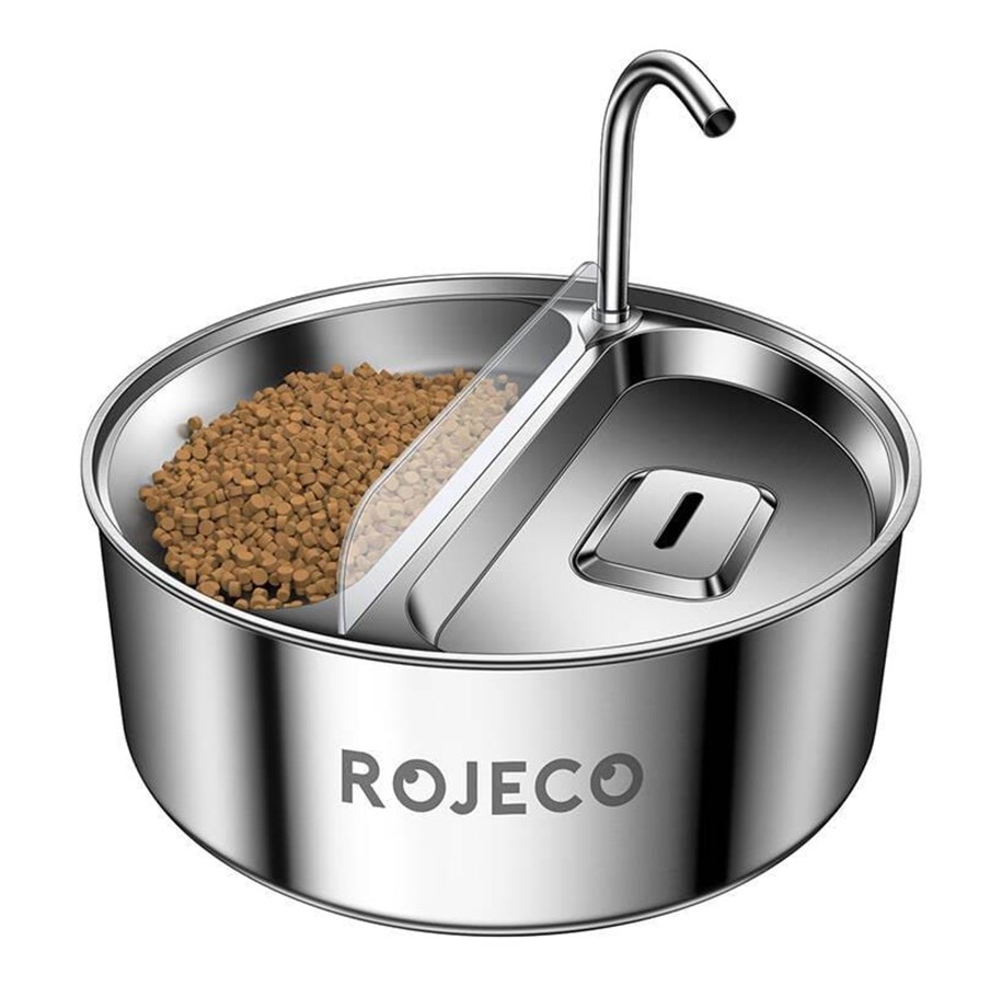 Katzen - Rojeco Stainless Steel Pet Water fountain & Feeder 2in1 3.2l - RYSJ-17