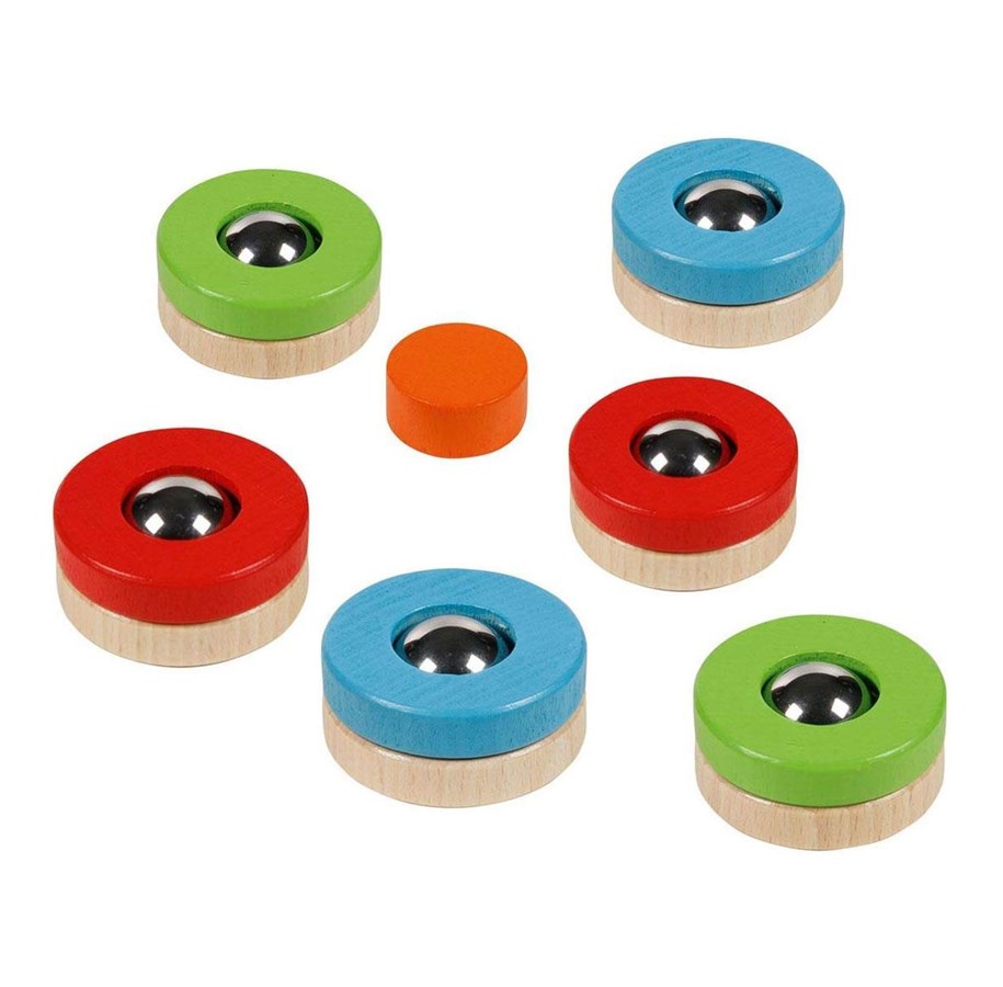 Spielzeug - Goki Wooden Puckfire Curling Throwing Game 7 pieces. - 56788