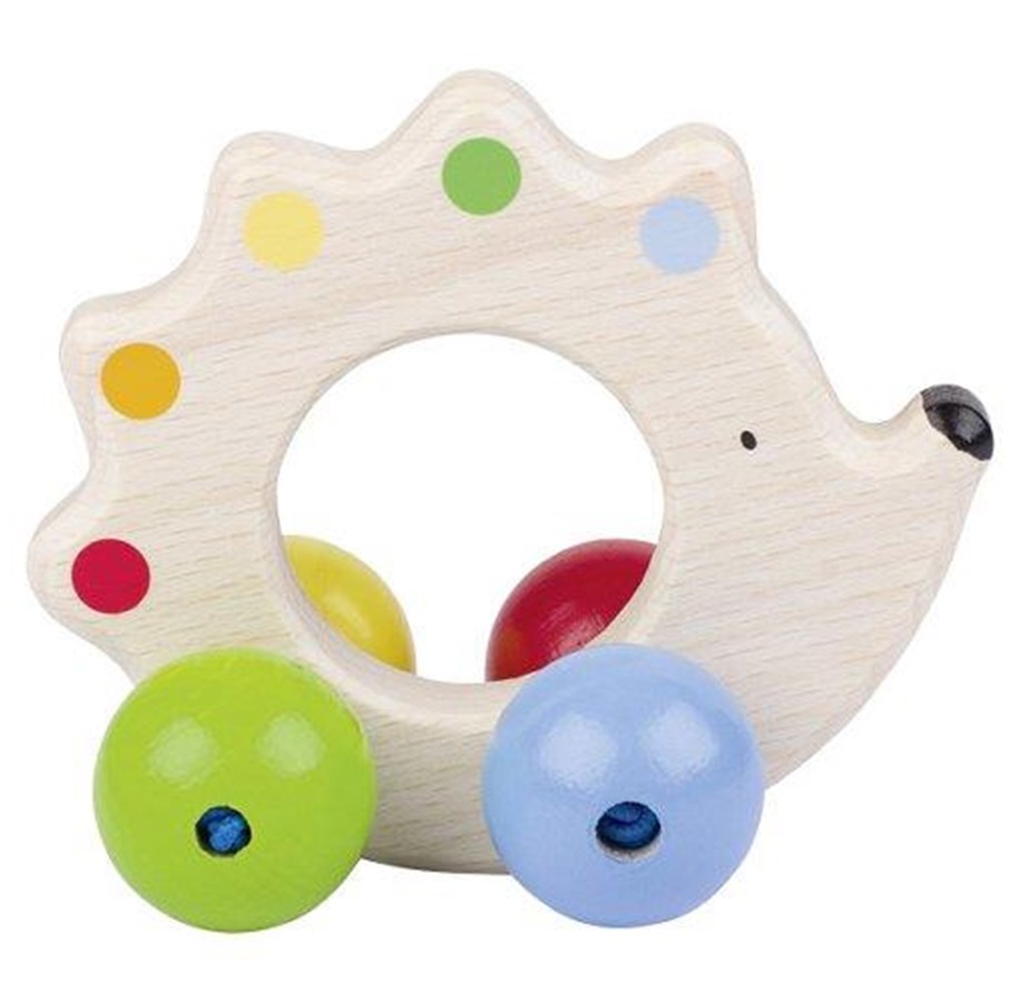 Baby Spielzeug - Goki Wooden Gripping Ring Hedgehog Color - 65320