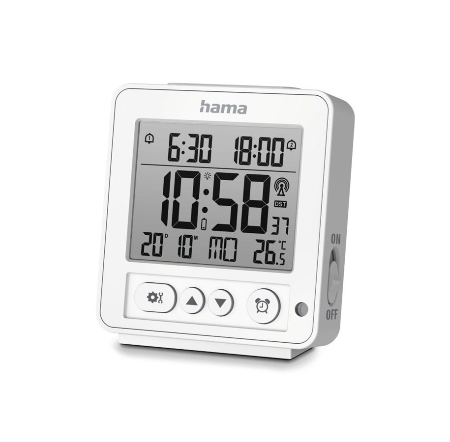 DAB, Netzwerk und Radiowecker - Hama 'Rhodes' Digital Radio Alarm Clock LCD White - DAB/DAB+/FM - Stereo - Weiß - 00185894