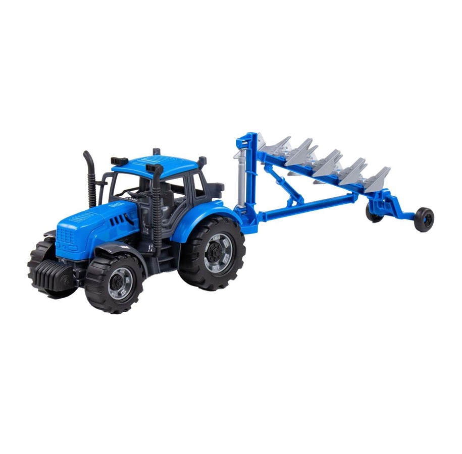 Spielzeugauto - Cavallino Toys - Cavallino Tractor with Plow Blue Scale 1:32 - 1264FM04
