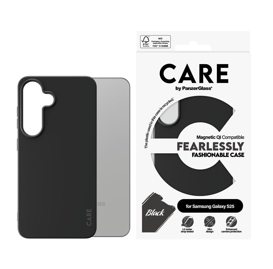 Handys - Cover & Cases - CARE by PanzerGlass Fashionable Case Black w. QI Compatible Samsung Galaxy S25 - CRRFBQIG38388