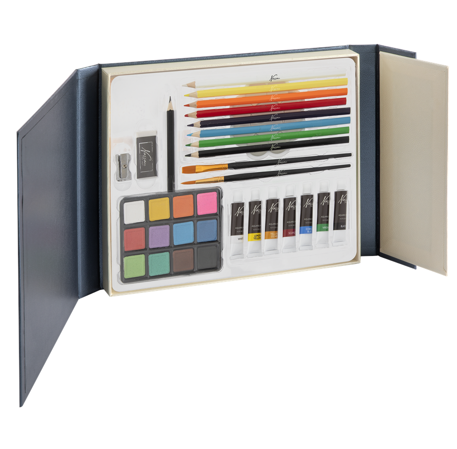 Kunst & Handwerk Ausstattung - Nassau Aquarel art set 34 pcs. in cardboard box - AR0986/GE