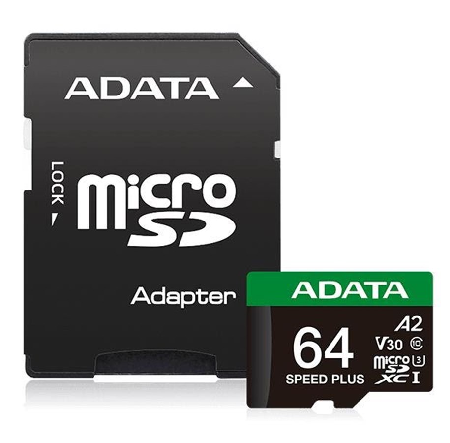 Speicherkarten - A-Data Speed Plus MicroSD/SD - 160MB/s - 64GB - UD64GUI3V30A2SP-RA1