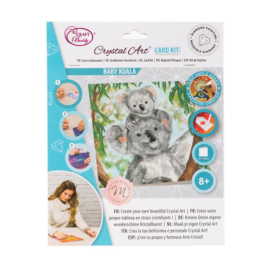 Spielzeug - Craft Buddy Koala Cuddles 18x18cm Crystal Art Card - 103801