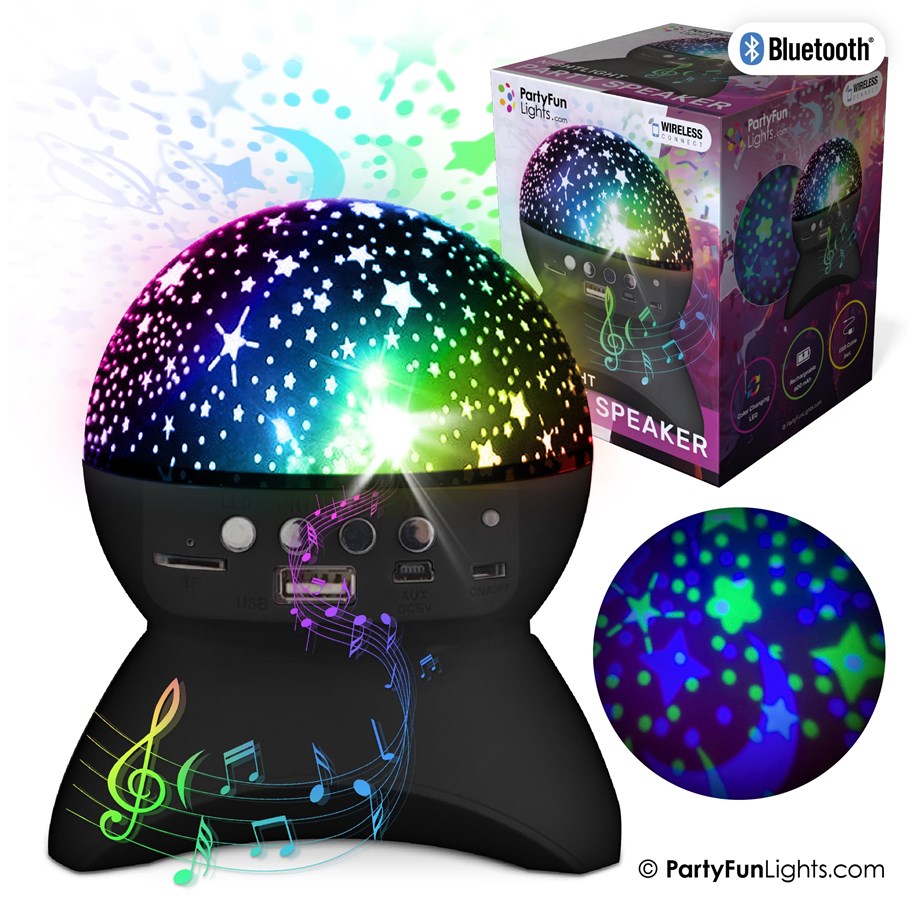 Musik - Party Funlight Stjernehimmel Bluetooth højttaler - Sort - 605605