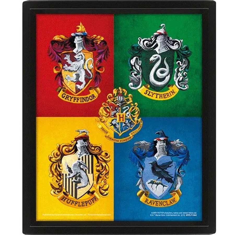 Merchandise - Pyramid - Harry Potter Crests Framed 3D Picture - Bild - EPPL71364