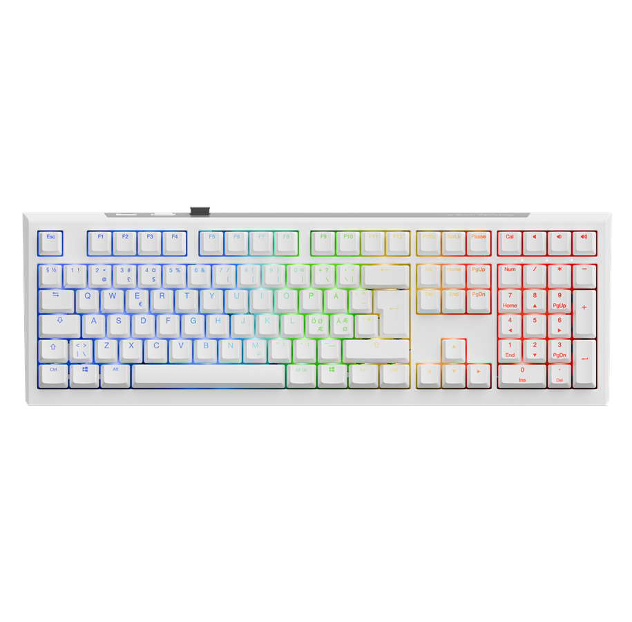 Tastaturen - Ducky One X - Fullsize 100% - Gaming Tastatur - Nordic ISO - Weiss - 394227