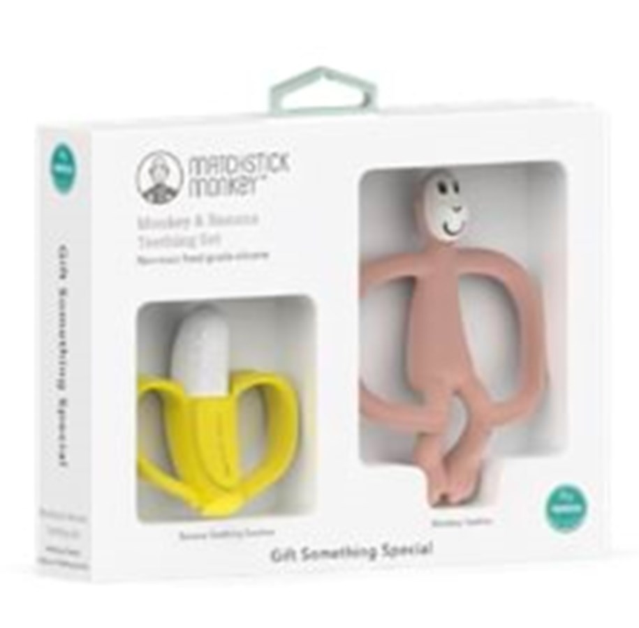 Babypflege - Matchstick Monkey Banana & Monkey Teether Set Pink - 910-907