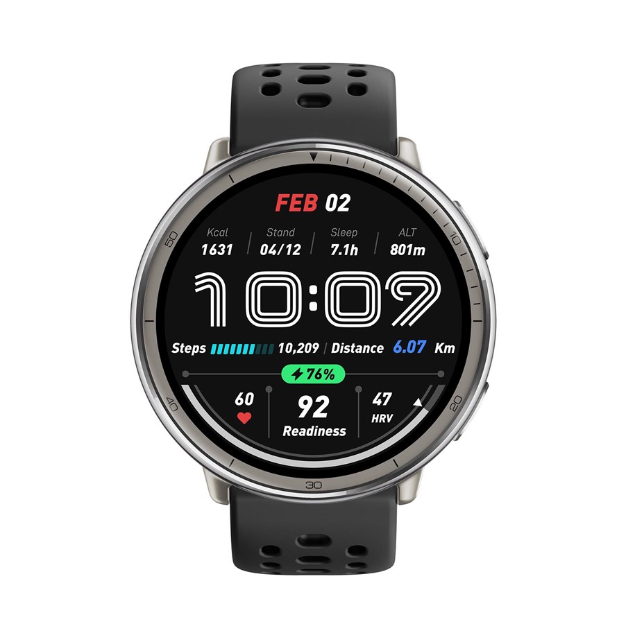 Smartwatches, Pulsuhren, Sportuhren & Schrittzähler - Amazfit Active 2 Round 44mm - Black Sport Silicone - W2437GL7N