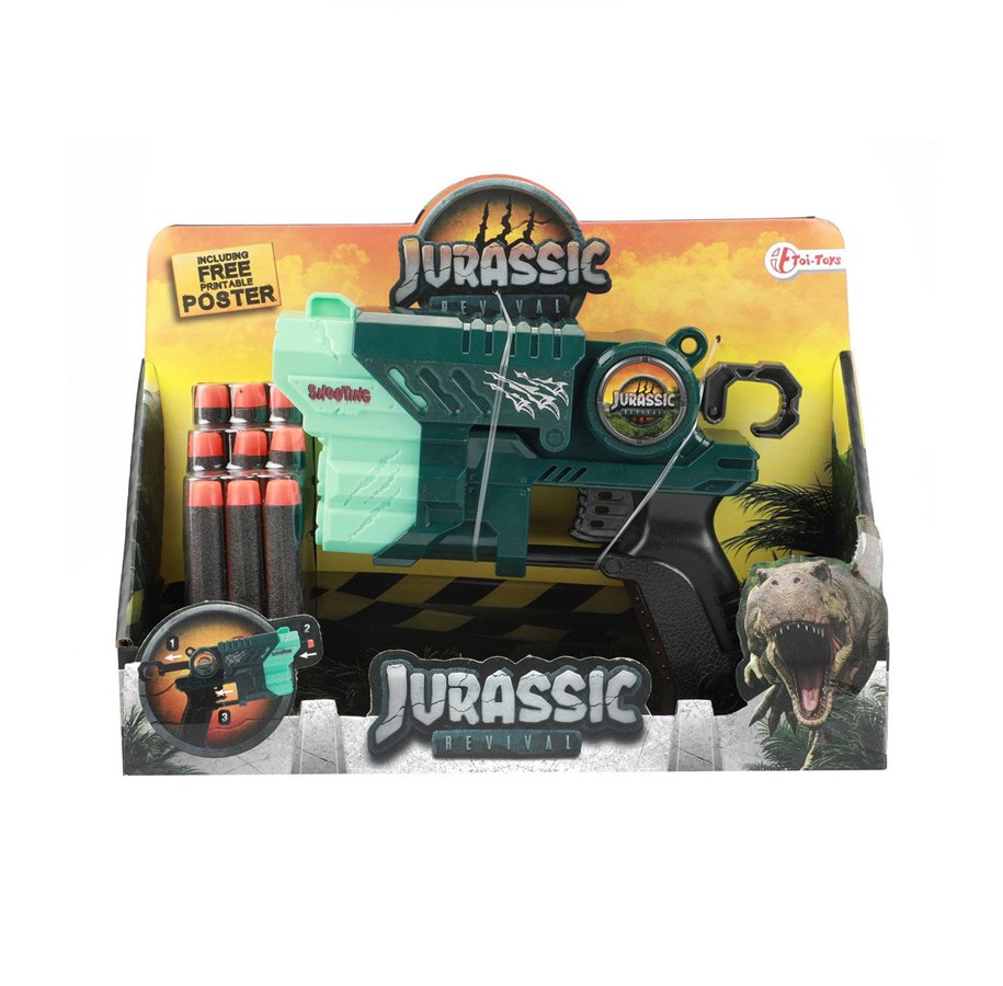Spielzeugwaffen - Toi-Toys - Jurassic Revivial Pistol Dino with Foam Arrows - 32850A