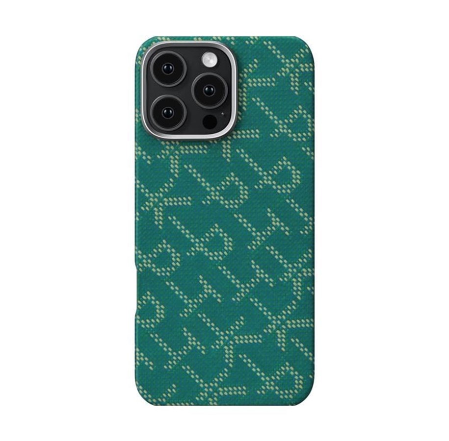 Handys - Cover & Cases - PITAKA Tactile Woven Case PTK Green/Gold - iPhone 16 Pro Max - KI1601PTKP