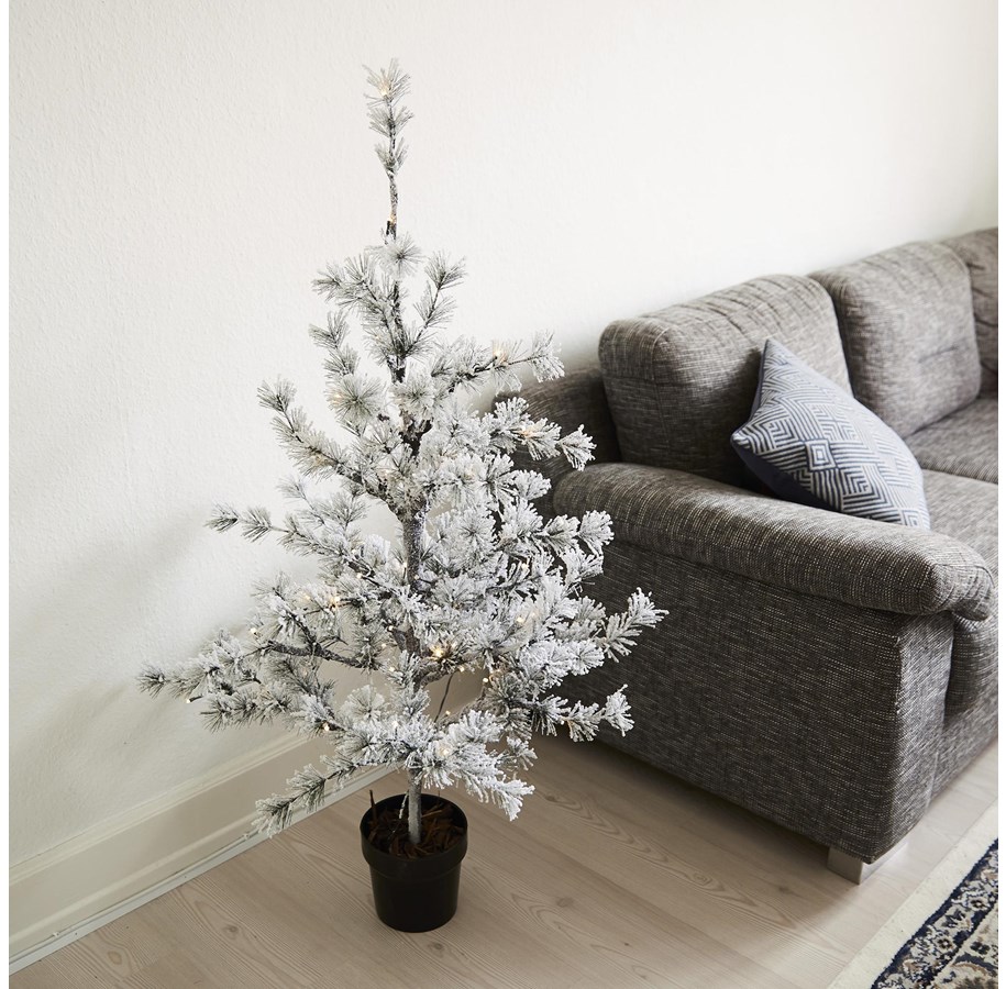 Einrichtung - NORDIC WINTER Artificial larch tree in pot 120 cm w/snow and lights - 780-017