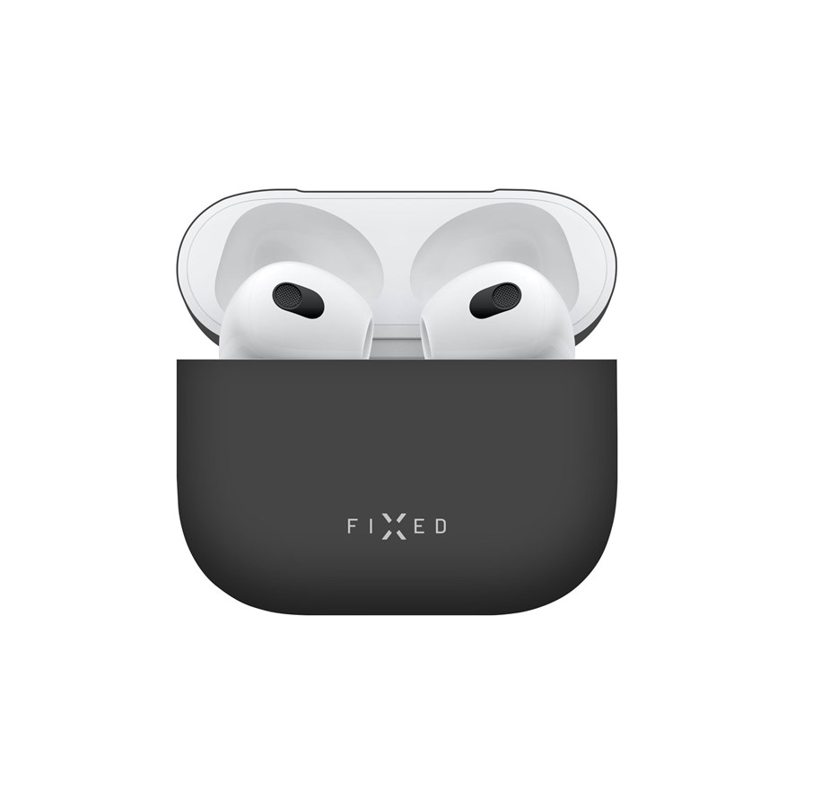 Handys - Cover & Cases - FIXED Silky Silicone case for Apple Airpods 3 Black - FIXSIL-816-BK