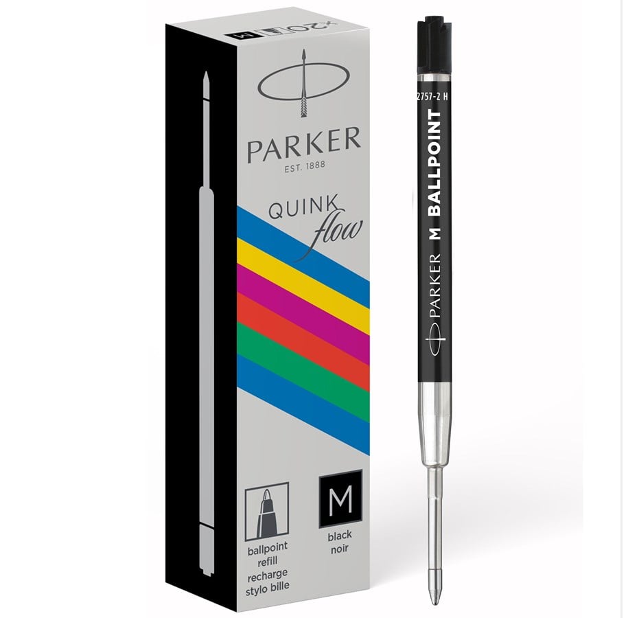 Schul-Zubehör - Parker Ballpoint Pen Refills | Medium Point | Black QUINKflow Ink | 20 Count - 2168602