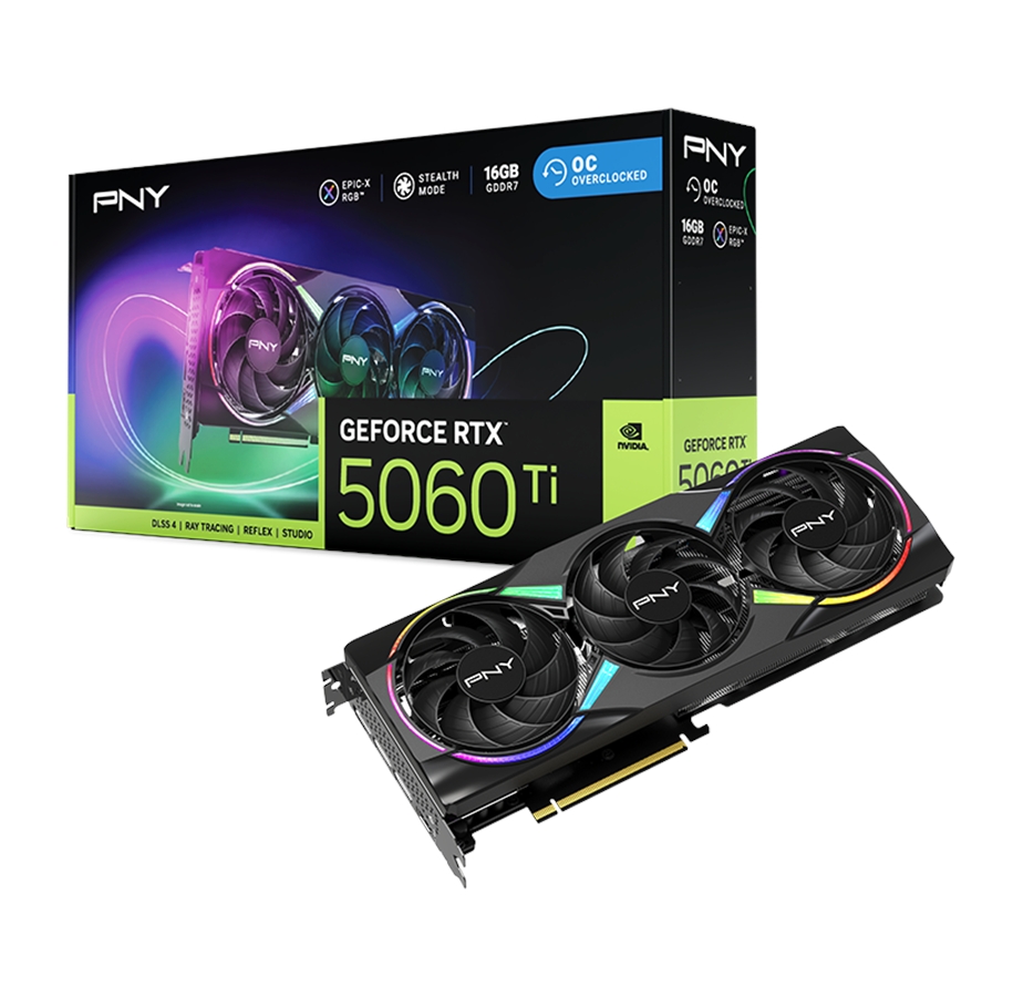 Grafikkarte - PNY GeForce RTX 5060 Ti Epic-X OC - 16GB GDDR6X RAM - Grafikkarte - VCG5060T16TFXXPB1-O