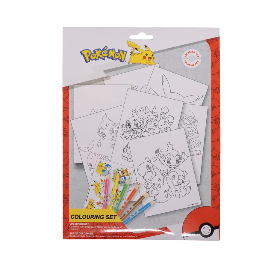 Utensilien zum Schreiben und Zeichnen - Euromic POKÉMON Colouring set with colouring sheets and 6 pre-sharpened colouring pencils packed in polybag with header card - 161706853