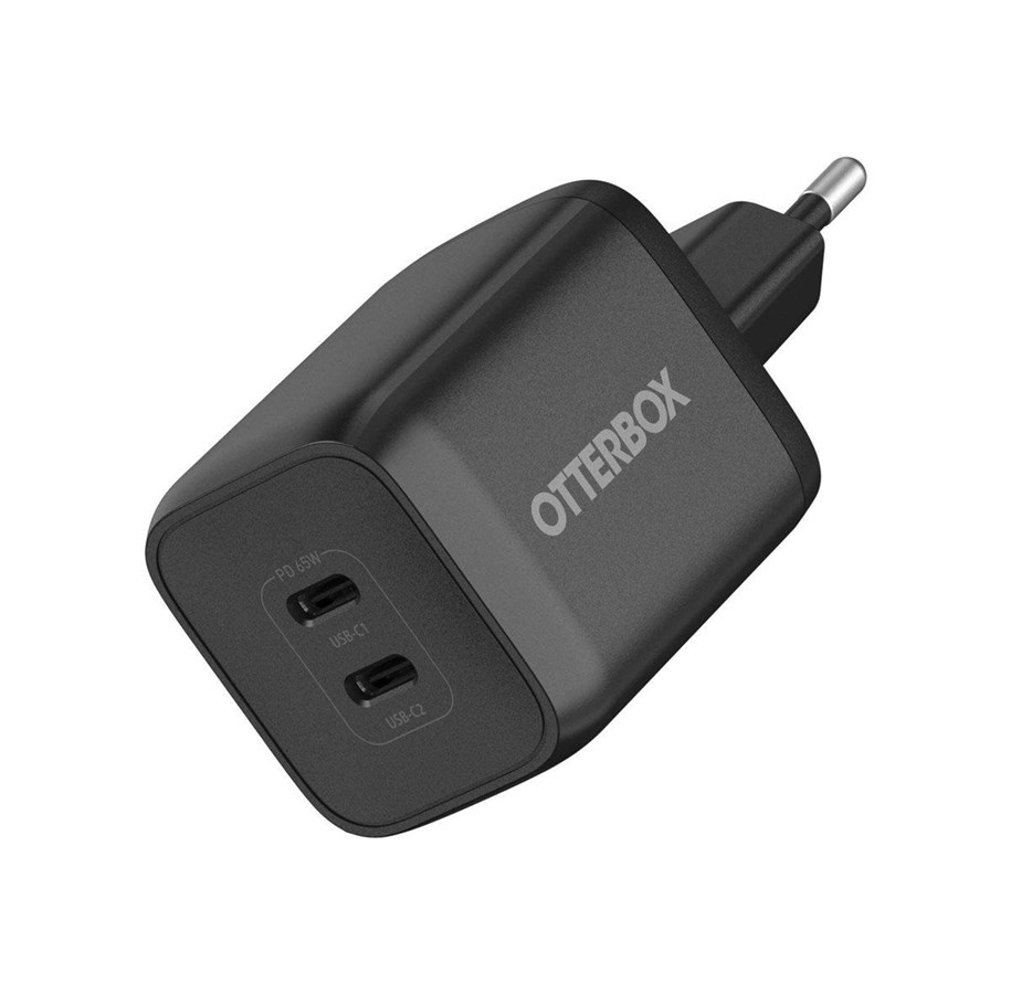 Handys - Adapter und Ladegeräte - OtterBox Standard EU Wall Charger 65W GaN - 1X USB-C 45W + 1X USB-C 20W USB-PD - black - 78-81342