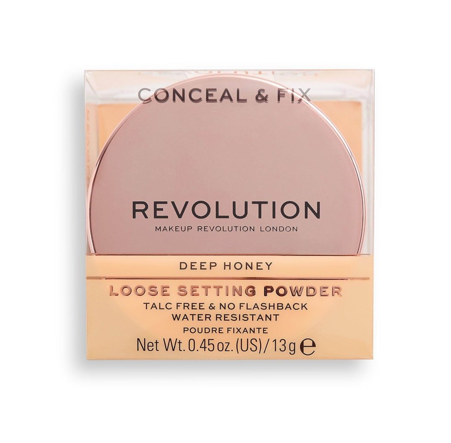 Make-Up - Makeup Revolution Conceal & Fix Vegan Loose Setting Powder, Deep Honey, 13 g - 5057566151023