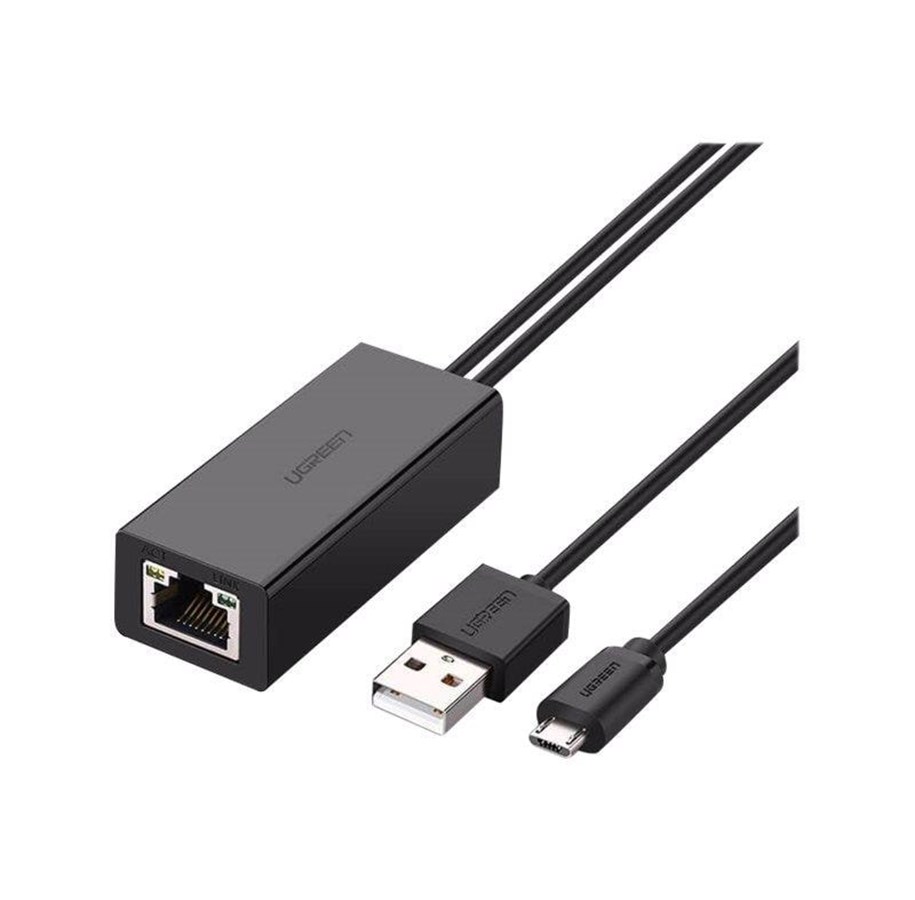 Netzwerkadapter (Netzkarte, Druckserver, u.s.w.) - UGREEN Micro USB to RJ45 Lan Network Adaptor with USB 2.0 Power Cable - network adapter - USB 2.0 - 10/100 Ethernet x 1 - 30985