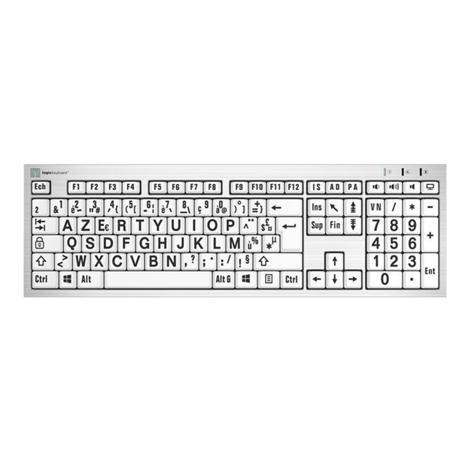 Tastaturen - Logickeyboard Largeprint Slimline - Tastaturen - Französisch - Weiss - LKB-LPRNTBW-AJPU-FR