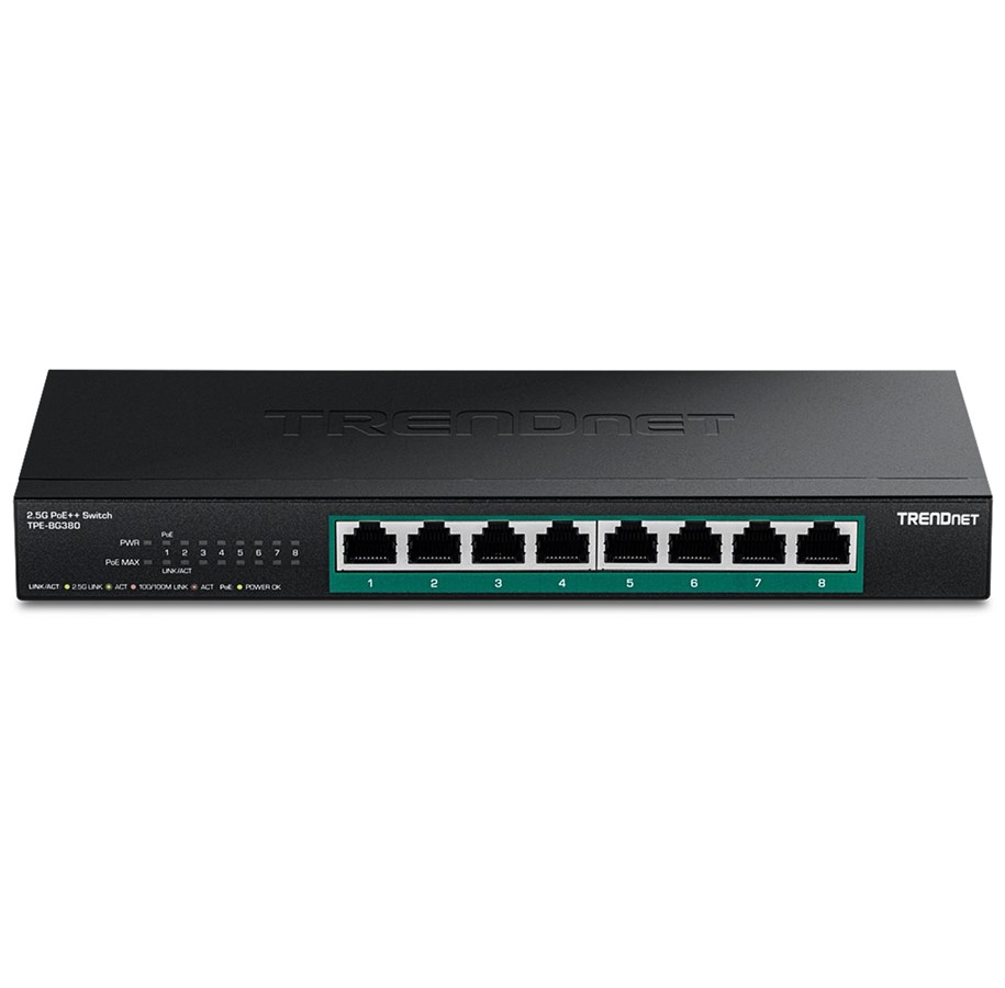 Switches - TRENDnet TPE-BG380 8-Port 2.5G PoE++ Switch - TPE-BG380